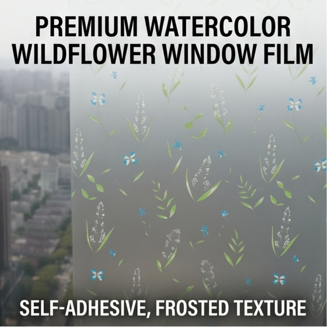Window Insulation Film - ملصق نافذة ذاتي اللصق بتصميم أوراق